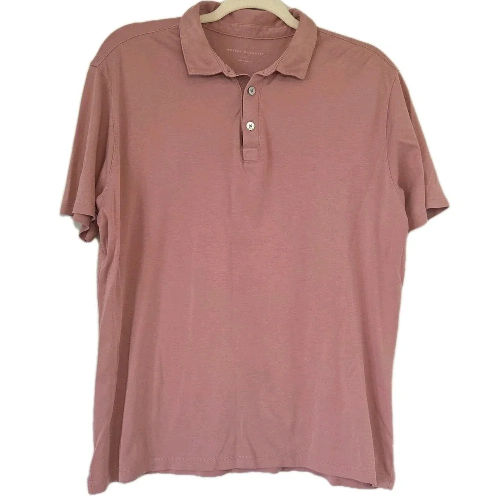 Robert Barakett Mens Shirt Medium Pima Cotton Short Sleeve Polo Dusty Rose Mauve - Picture 1 of 8